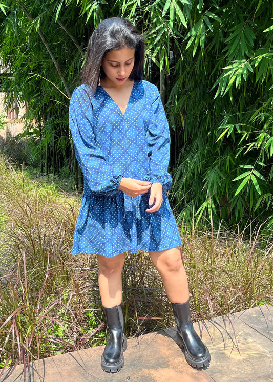 Dabu Indigo Polka Dress