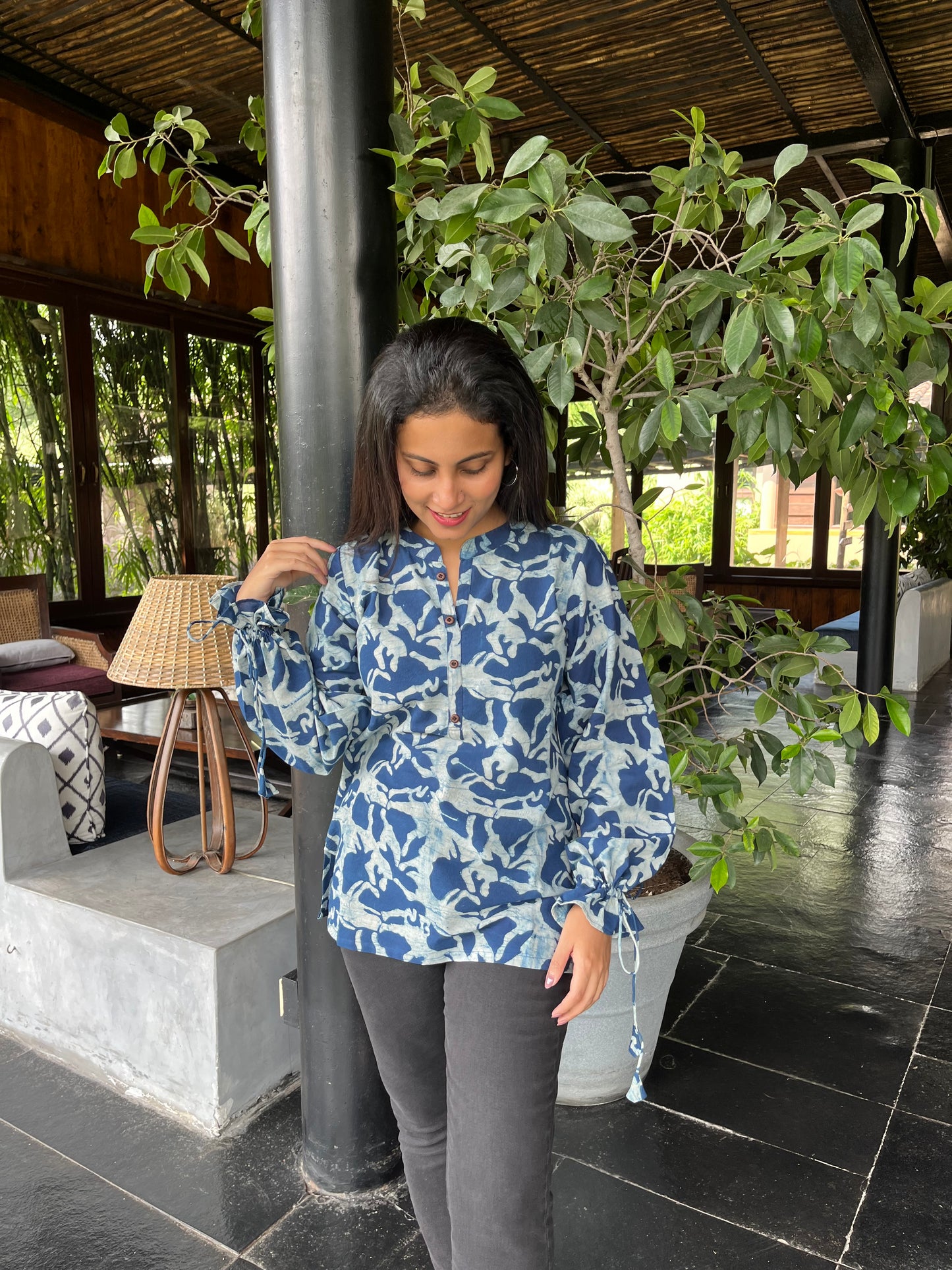 Dabu Indigo Lily Top